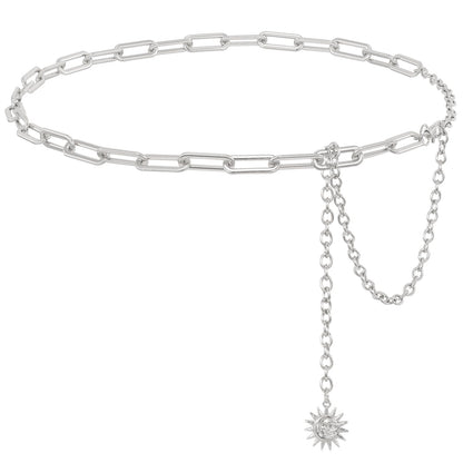 HOTWHIPPY Metal Waist Chain Belt Women Adjustable Body Link Belts Ladies Fashion Chain for Jeans Dress