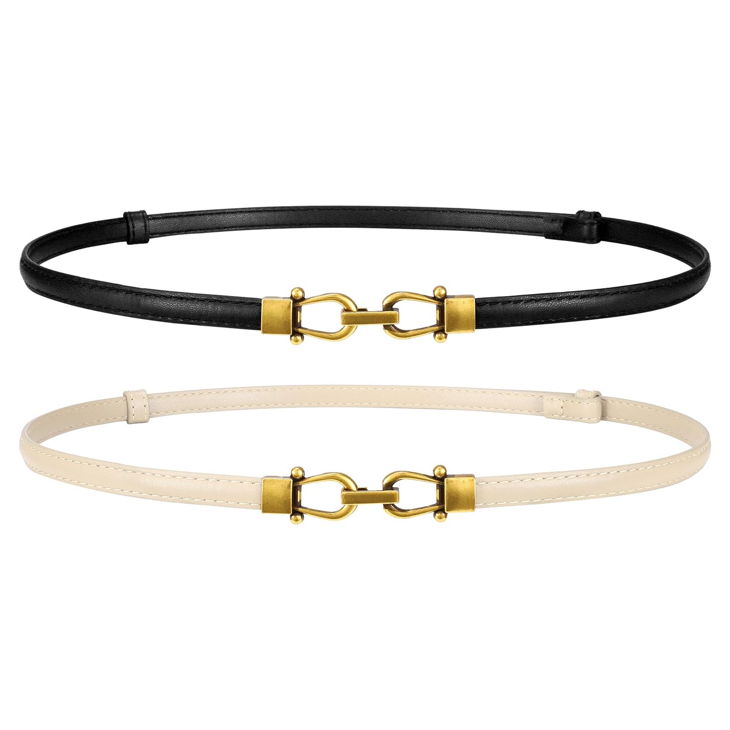 HOTWERFORU Women Classic Leather Belt With Square Gold Silver Buckle For Jeans Pants