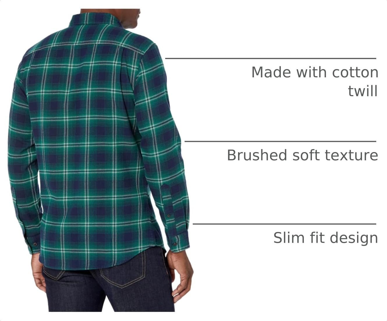 HOTAmazon Essentials Men's Slim-Fit Flannel Shirt, Long Sleeve Button Down Plaid
