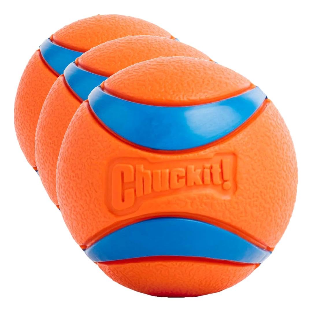 HOTChuckit! Ultra Ball Dog Toy - Medium Bouncy Fetch Balls For Dogs 20-60 lbs - Made from Durable Rubber - Floating Water Pet Toys - Size Medium - 2.5-inch Diameter - Pack of 4