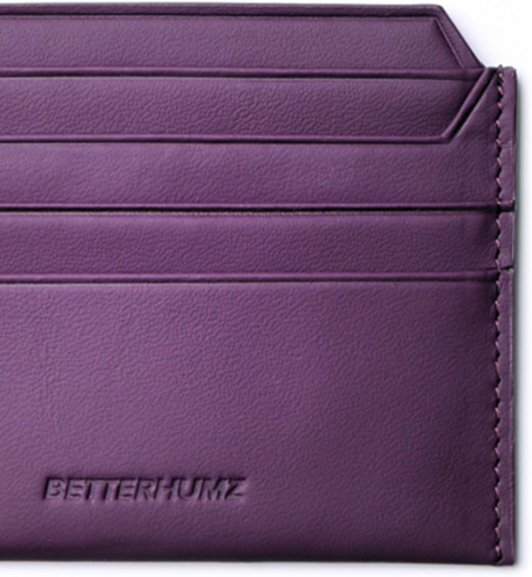 HOTBETTERHUMZ Credit Card Case Nappa Leather Material for Men and Women Card Holder Slim Wallet 8 Slots and 1 Pocket (Purple)