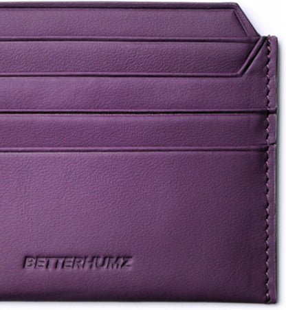 HOTBETTERHUMZ Credit Card Case Nappa Leather Material for Men and Women Card Holder Slim Wallet 8 Slots and 1 Pocket (Purple)