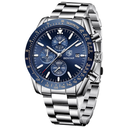 HOTBENYAR Mens Watches Quartz Analog Chronograph Waterproof Wrist Watches for Men Fashion Business Work Casual Sport Dress Watch with Calendar