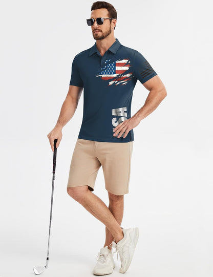 HOTPoriff Mens Polo Shirts Short Sleeve Golf Shirt Dry Fit Athletic T-Shirt Moisture Wicking Top (S-3XL)
