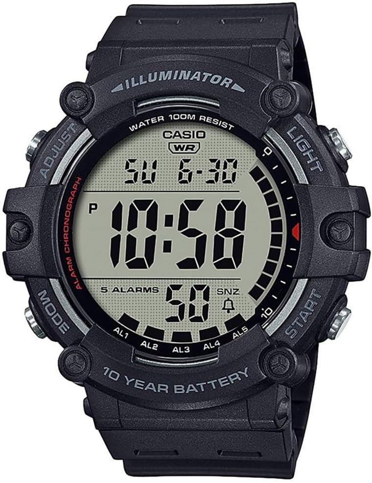 HOTCasio Illuminator AE1500WH Series | 10-Year Battery | LED Backlight | 5-Alarms | 1/100 Sec Stopwatch | Men's Digital Watch