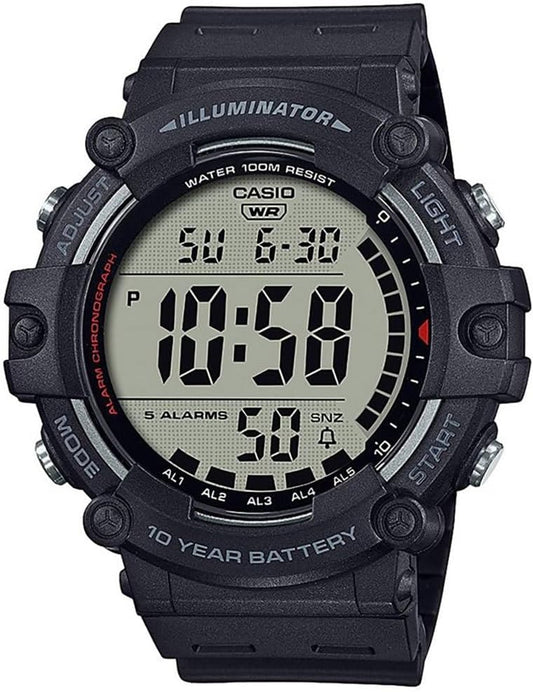 HOTCasio Illuminator AE1500WH Series | 10-Year Battery | LED Backlight | 5-Alarms | 1/100 Sec Stopwatch | Men's Digital Watch