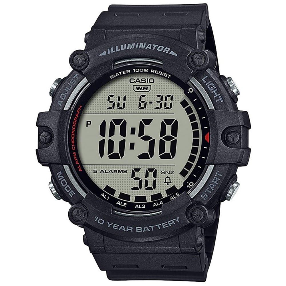 HOTCasio Illuminator AE1500WH Series | 10-Year Battery | LED Backlight | 5-Alarms | 1/100 Sec Stopwatch | Men's Digital Watch