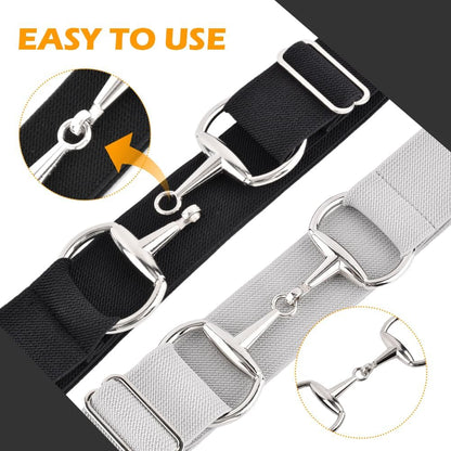 HOTNINEFOX 1.5 Inch Elastic Equestrian Belt with Bit Buckle and Leather Key Strap for Horse Riding Enthusiasts