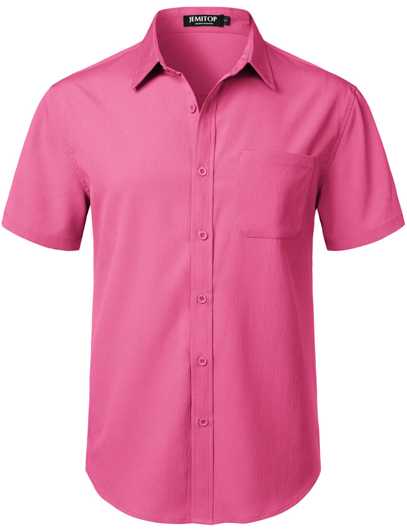 HOTJEMITOP Mens Stretch Wrinkle Free Texture Shirts | Lightweight, Summer, Beach, Stylish, Button Down, Short Sleeve, Casual, Vacation