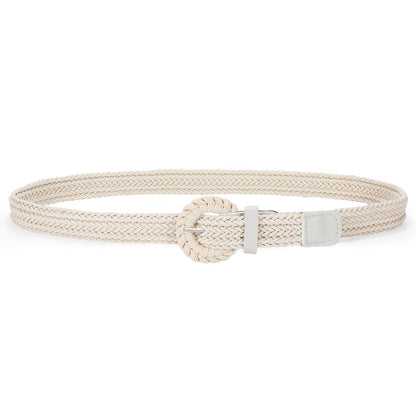 HOTVONMELLI Braided Woven Belt for Women, Rattan Thin Belt Fashion Waist Belts for Summer Dress Jeans