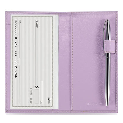 HOTHISCOW Leather Checkbook Cover for Duplicate Checks with Pen Holder | Full grain cowhide, personal check book & register pockets, removable vinyl divider, durable stitching, gifts for women men