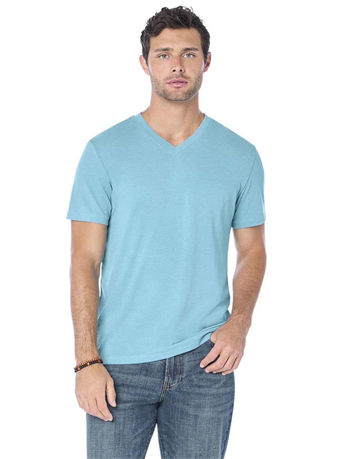 HOTLucky Brand Men's Venice Burnout V Neck Tee