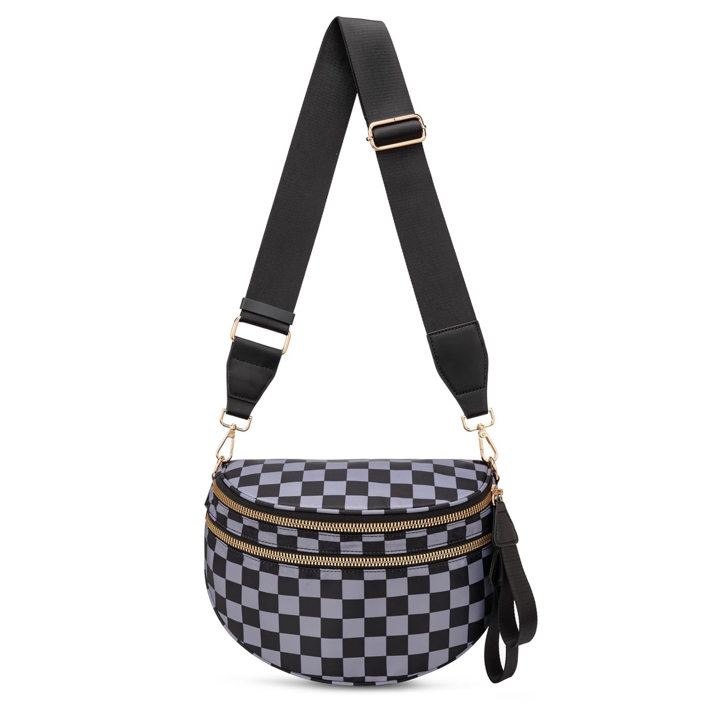 HOTPure Colour Crossbody Bum Bags for Women Spacious Checkered Cross body Bag Nylon Trendy Fanny Pack for Travel