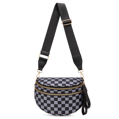 HOTPure Colour Crossbody Bum Bags for Women Spacious Checkered Cross body Bag Nylon Trendy Fanny Pack for Travel