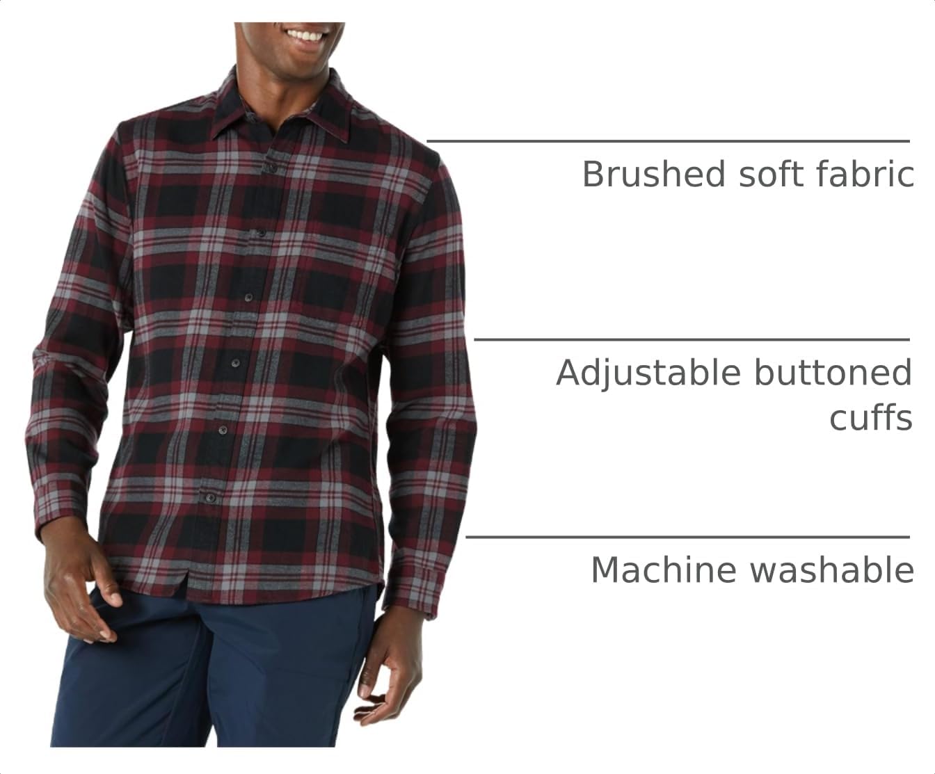 HOTAmazon Essentials Men's Slim-Fit Flannel Shirt, Long Sleeve Button Down Plaid