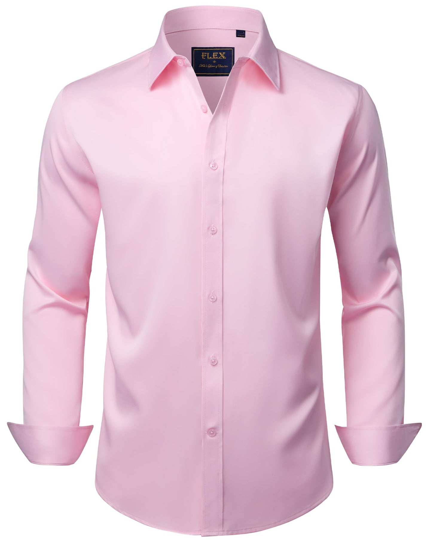 HOTJ.VER Men's Dress Shirts Solid Long Sleeve Stretch Wrinkle-Free Formal Shirt Business Casual Button Down Shirts
