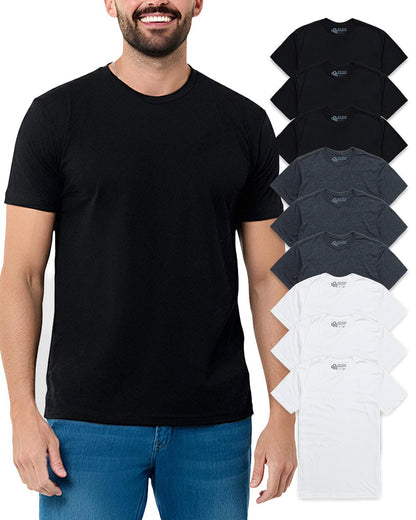HOTMens T Shirts Soft Cotton Crew Neck Athletic Fit Casual Tees S-4XL | Soft cotton blend casual tee shirts with 4-way stretch - tag-free athletic fit for gym, work & casual wear. A go-to gift.