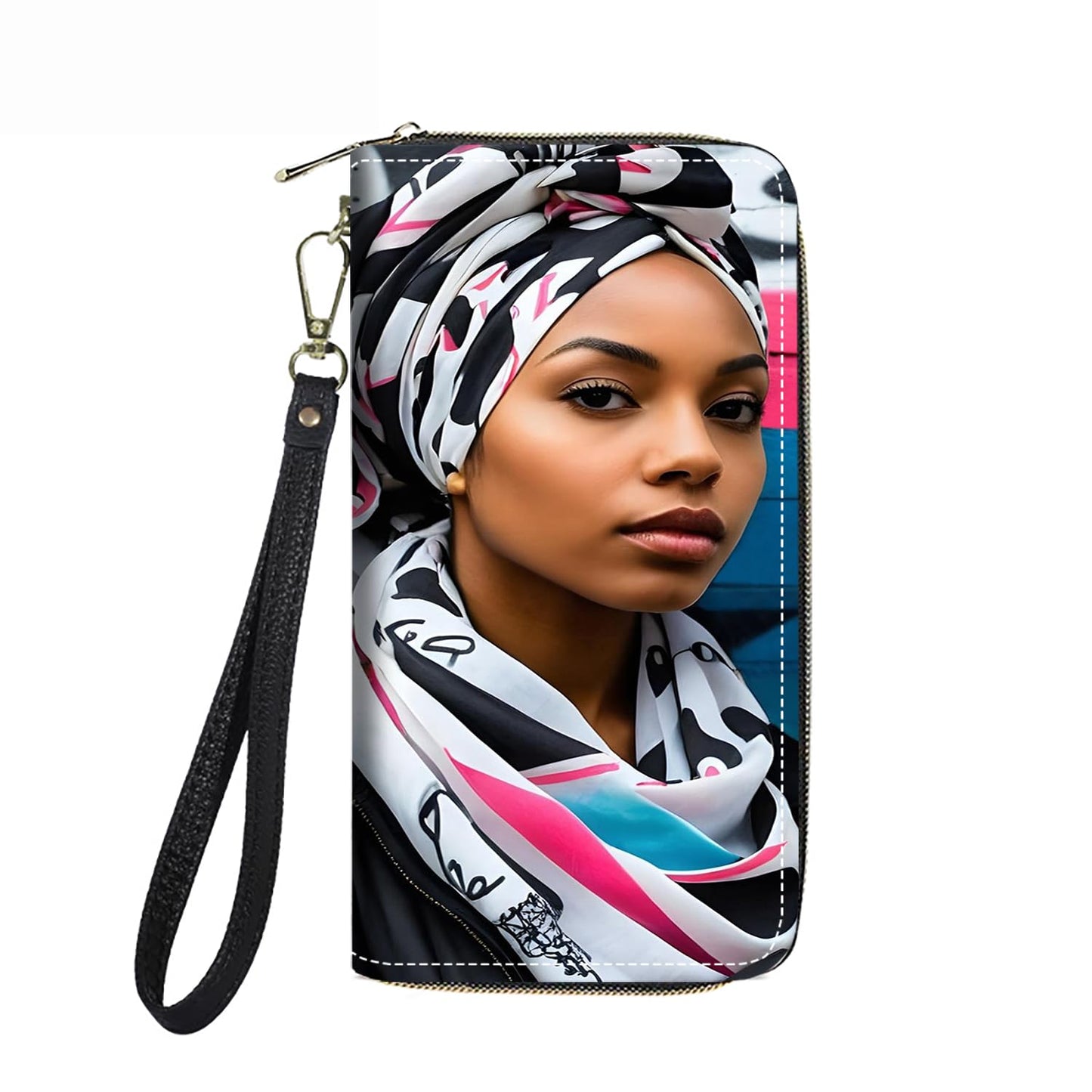 HOTWomen's Large Capacity Wallet PU Leather Double Zipper Clutch Purse Multifunctional Wallet with Removable Wristlet Strap for Smart Phone/Coin/Card/Cash, Floral Quotes Bible Verse Philippians 4-13