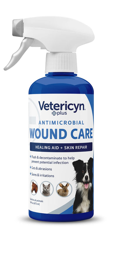 HOTVetericyn Plus Dog Wound Care Spray | Healing Aid and Skin Repair, Clean Wounds, Relieve Dog Skin Allergies, Safe for All Animals. 3 ounces