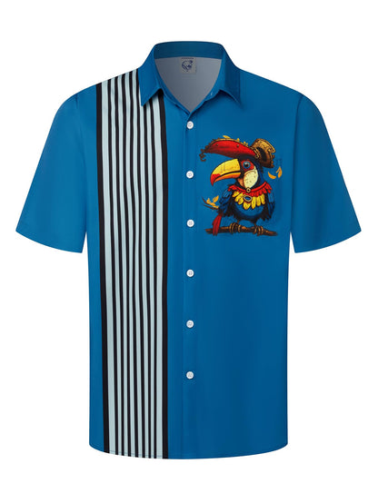 HOTHardaddy Men's Vintage Bowling Shirt Short Sleeve Button Down Hawaiian Summer Beach Printed Casual Shirts
