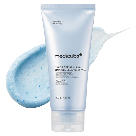 HOTmedicube Facial Cleanser Zero Pore Capsule Cleansing Foam | Daily Gentle Cleanser for Skin Texture, Blackhead & Pore Care - AHA, BHA & PHA for Deep Cleansing, Korean Skincare, 4.23 oz