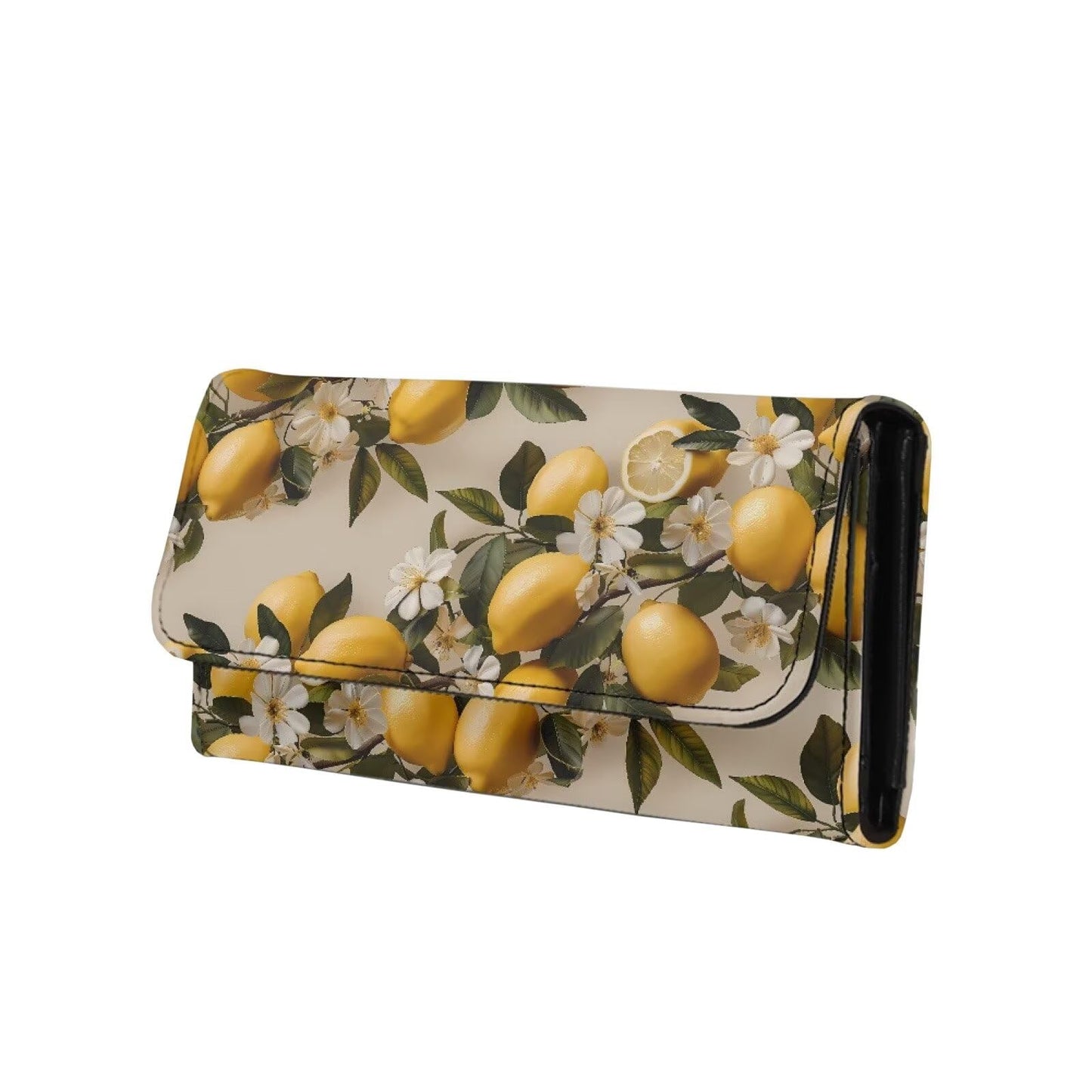 HOTPainting Iris Long Wallets for Women PU Leather Ladies Billfold Wallet,Snap Closure, Purple White Yellow Flowers Trifold Clutch Checkbook Purse with Zipper Pocket