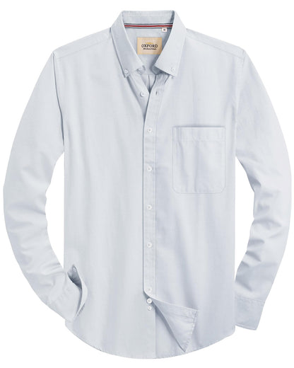 HOTAlimens & Gentle Mens Solid Oxford Shirt Long Sleeve Dress Shirt Work Casual Button Down Shirts with Pocket