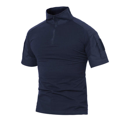 HOTMAGCOMSEN Men's Tactical Military Shirts 1/4 Zip Short Sleeve Slim Fit | Combat, Work, Hiking, Camping, Outdoor, Army Shirt