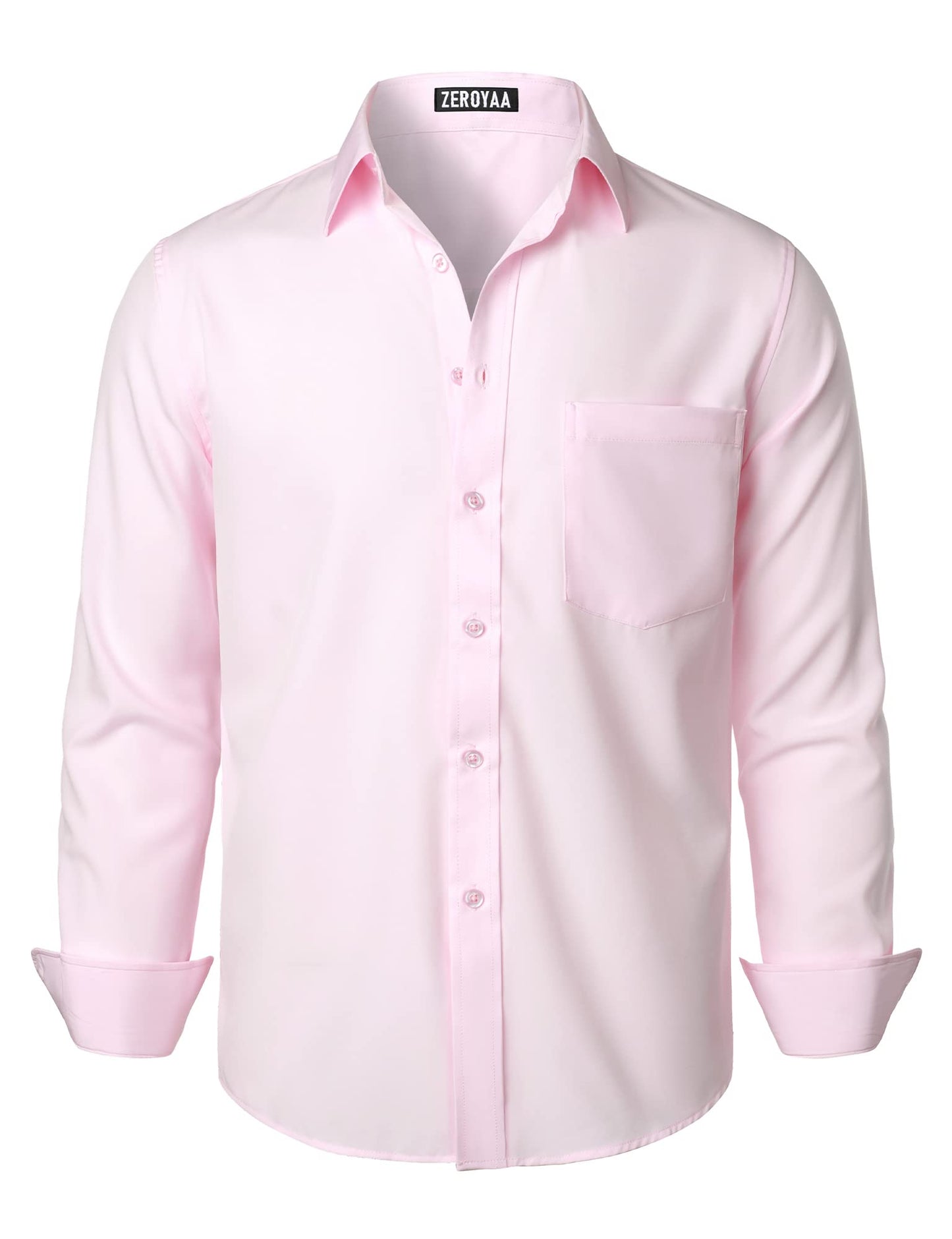 HOTZEROYAA Men's Regular Fit Dress Shirt Solid Wrinkle-Free Long Sleeve Casual Business Button Up Shirts with Pocket
