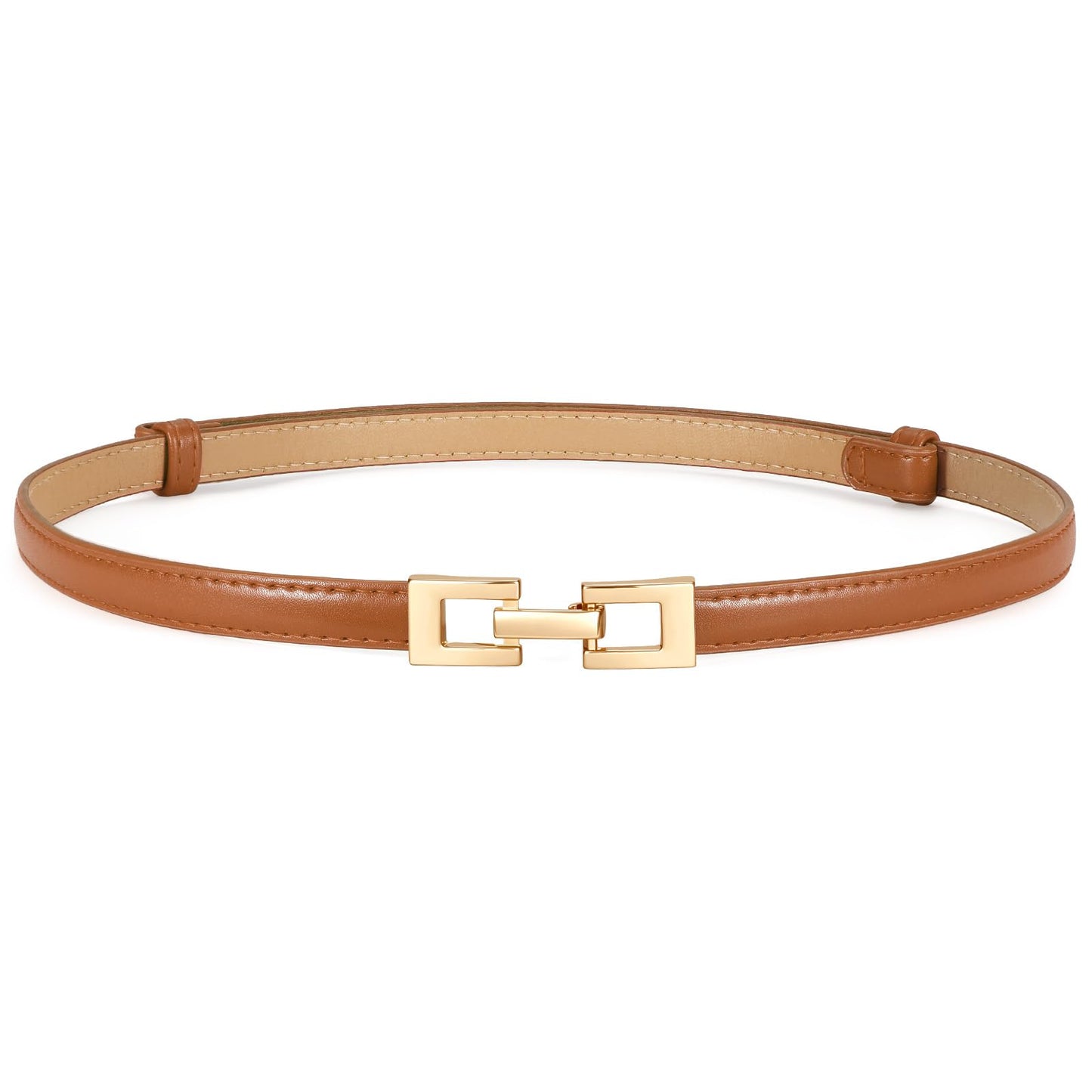 HOTXZQTIVE Women's Thin Leather Belt – Adjustable Casual Office Belt for Dresses Jeans Pants – Gold Buckle, Multi-Color