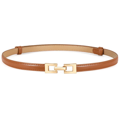 HOTXZQTIVE Women's Thin Leather Belt – Adjustable Casual Office Belt for Dresses Jeans Pants – Gold Buckle, Multi-Color