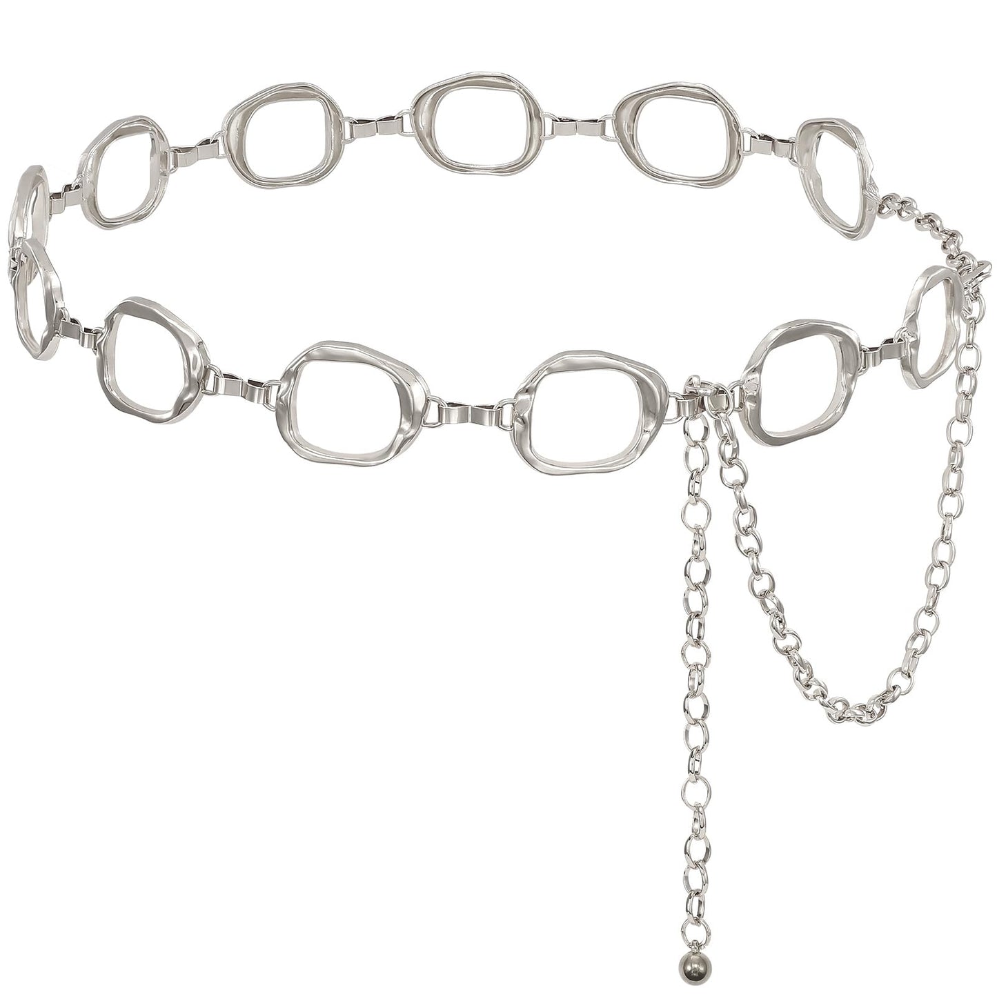 HOTTRIWORKS Waist Chain for Women Ladies Metal Link Chunky Chain Belt for Dresses