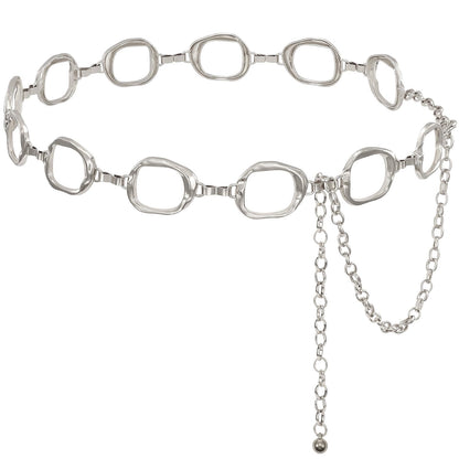 HOTTRIWORKS Waist Chain for Women Ladies Metal Link Chunky Chain Belt for Dresses