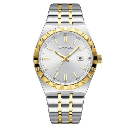 HOTCRRJU Watches for Men,Fashion Luxury Luminous Analog Quartz Wristwatches,Business Man Calendar Watches Silver