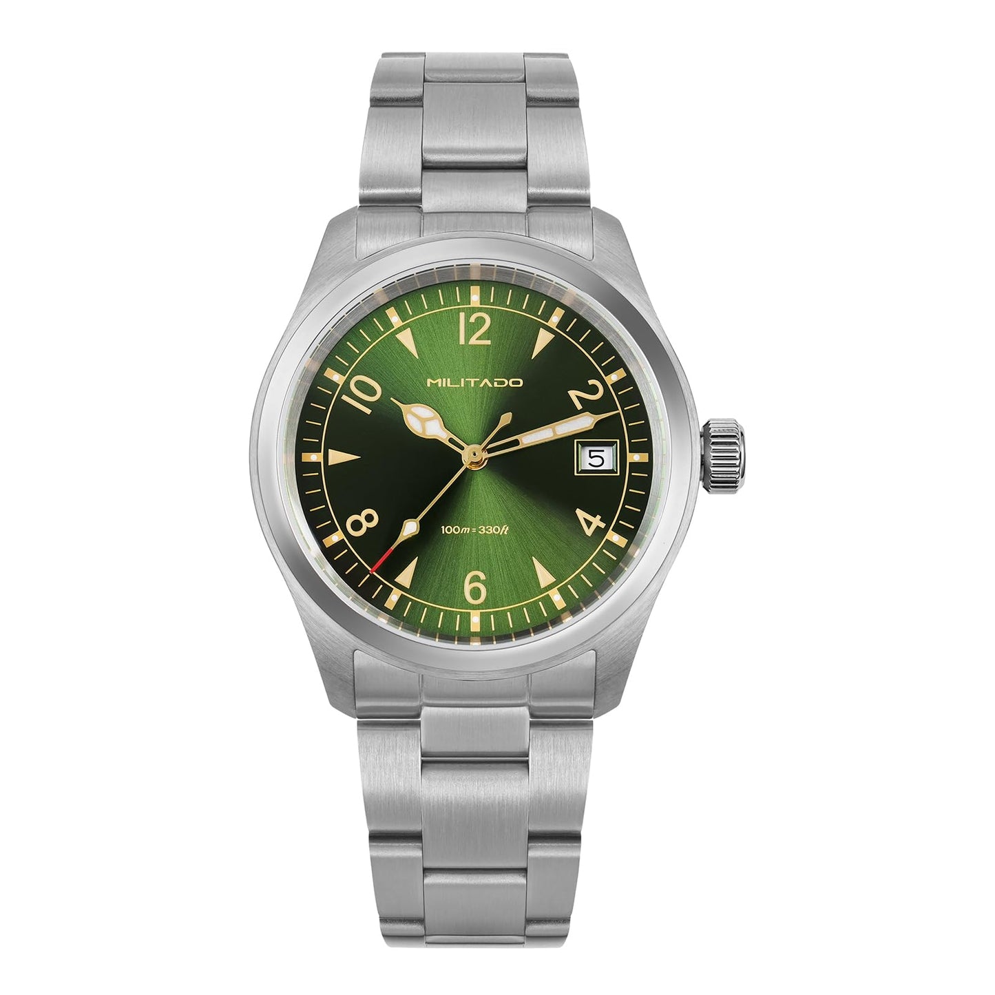 HOTTACTICAL FROG Militado ML08 Field Watch Japanese Sweep VH31 / 515 Movt with Calendar, Men's Military Watch Sapphire Crystal 10 ATM Waterproof Analog Watches for Men