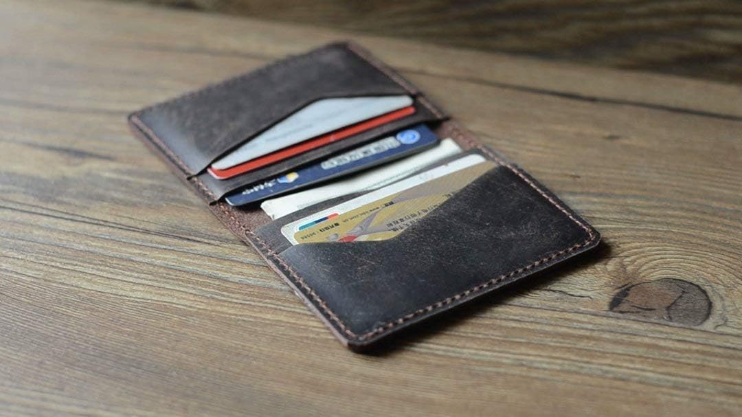 HOTPersonalized handmade Minimalist Leather Wallet Bifold Wallet Distressed Leather Slim Bifold Wallet Father's Day Gift wedding gift Mother's Day