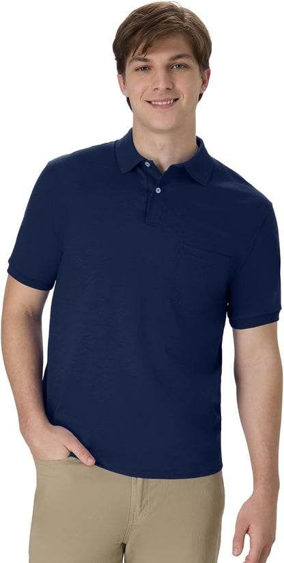 HOTHanes Men's Short Sleeve Jersey Pocket Polo (Pack of 2)