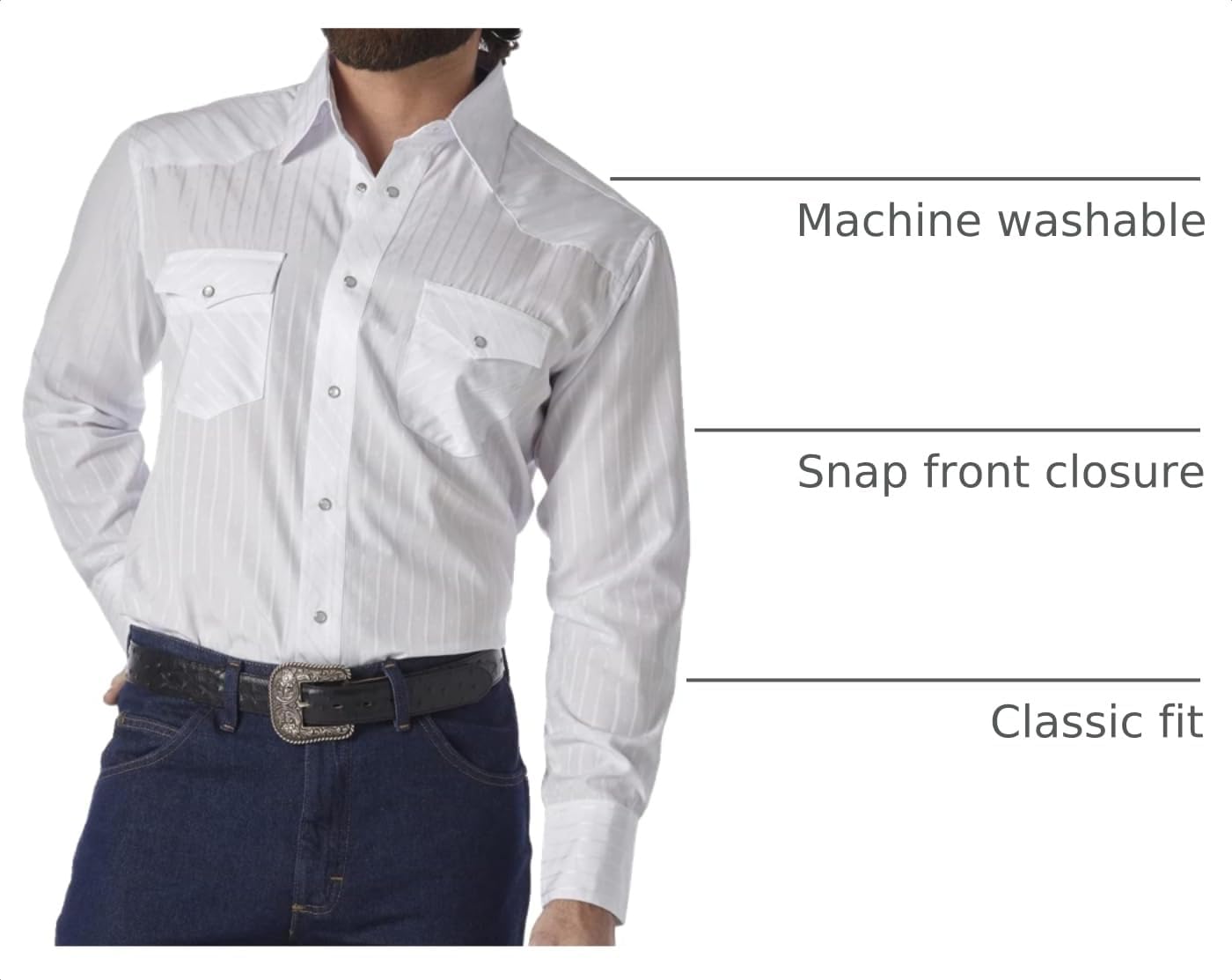 HOTWrangler Men's Sport Western Two Pocket Long Sleeve Snap Shirt