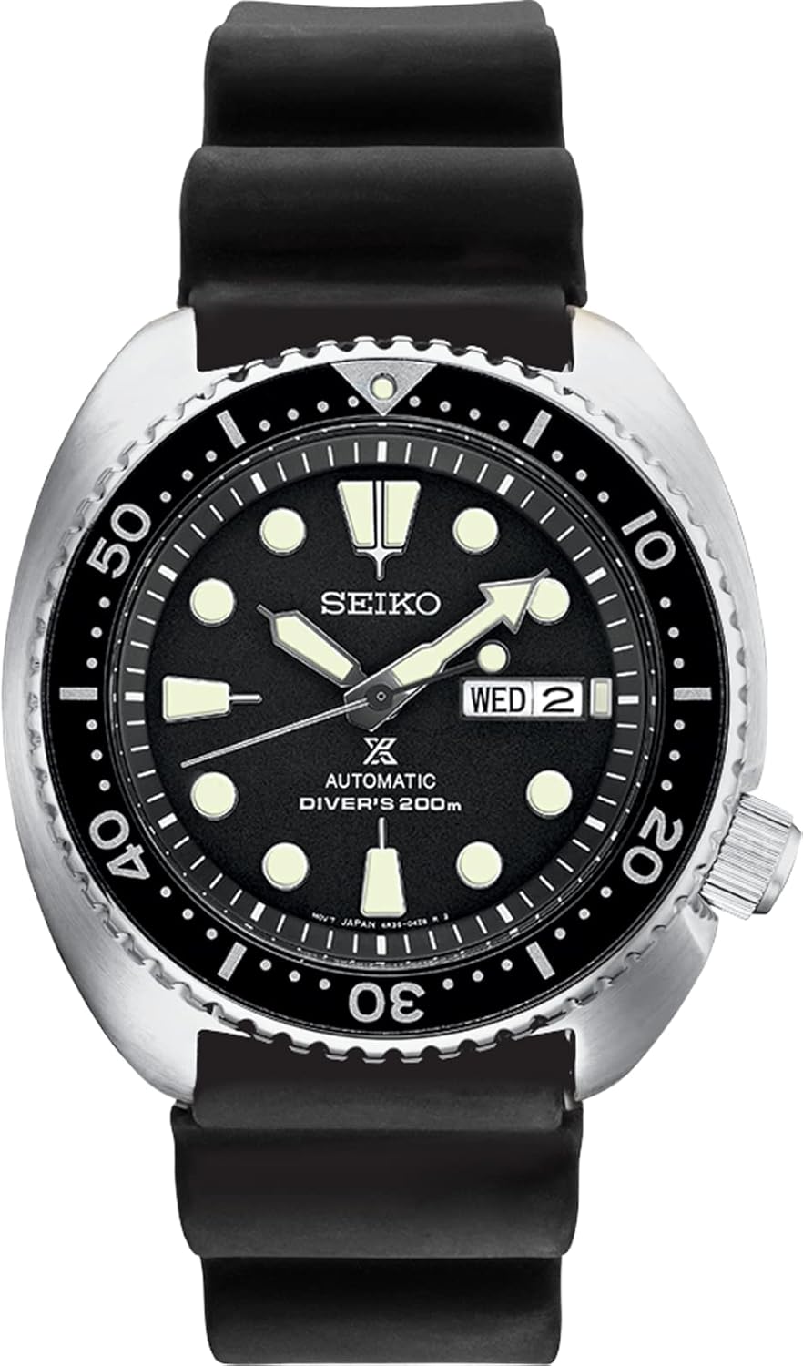 HOTSEIKO Automatic Watch for Men - Prospex Automatic Diver - Patterned Dial | Day/date, Rotating Bezel, 200m Water-Resistant, Lumibrite Hands and Markers, Manual Wind, 41-Hour Reserve