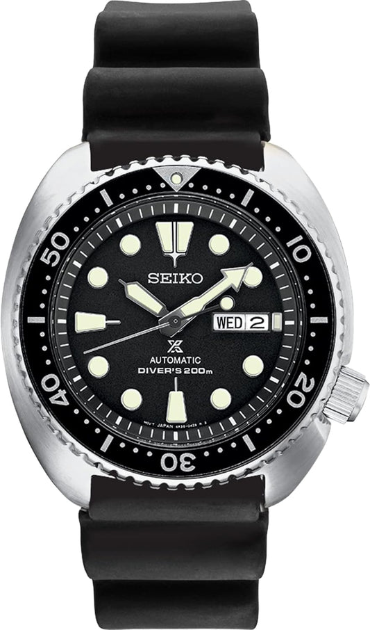 HOTSEIKO Automatic Watch for Men - Prospex Automatic Diver - Patterned Dial | Day/date, Rotating Bezel, 200m Water-Resistant, Lumibrite Hands and Markers, Manual Wind, 41-Hour Reserve