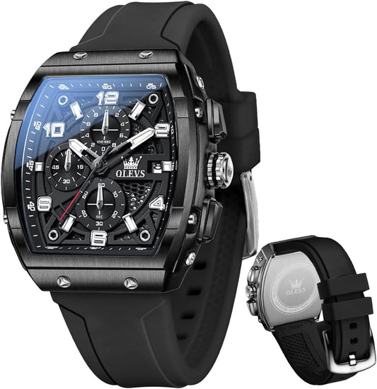 HOTOLEVS Mens Watches Stylish Chronograph Waterproof Luminous Silicon Strap Multifunction Watches for Men Business Men Wrist Watch