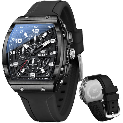 HOTOLEVS Mens Watches Stylish Chronograph Waterproof Luminous Silicon Strap Multifunction Watches for Men Business Men Wrist Watch