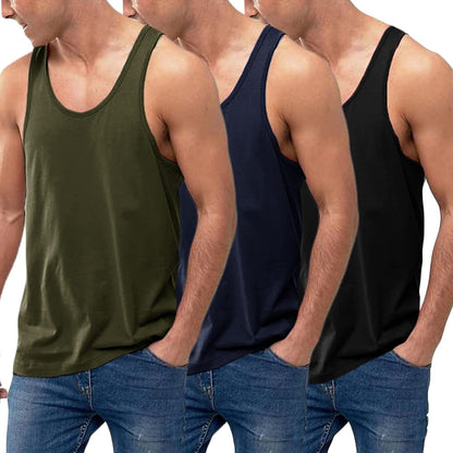 HOTCOOFANDY Men's 3 Pack Tank Tops Cotton Performance Sleeveless Casual Classic T Shirts