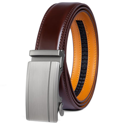 HOTFounders & C Men's Ratchet Belt 1 3/8",Leather Dress Belt Adjustable with Click Sliding Buckle Trim to Exact Fit