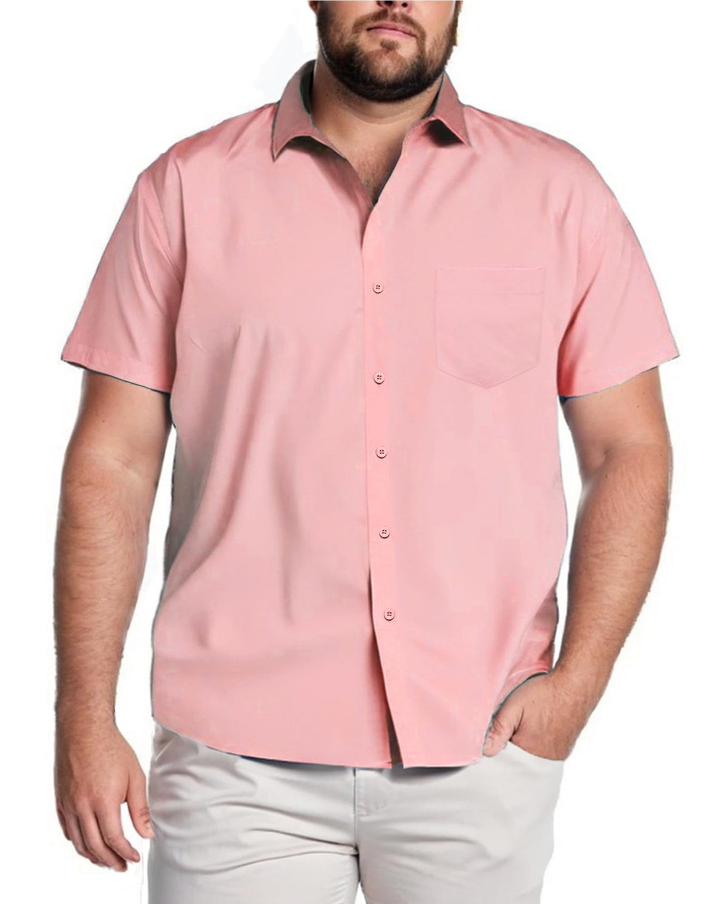 HOTCOOFANDY Big & Tall Shirts for Men Short Sleeve Button Down Casual Dress Shirts