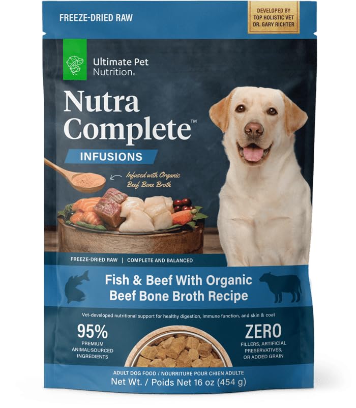 HOTULTIMATE PET NUTRITION Nutra Complete, 100% Freeze Dried Raw Veterinarian Formulated Dog Food with Antioxidants Prebiotics and Amino Acids (1 Pound, Beef)