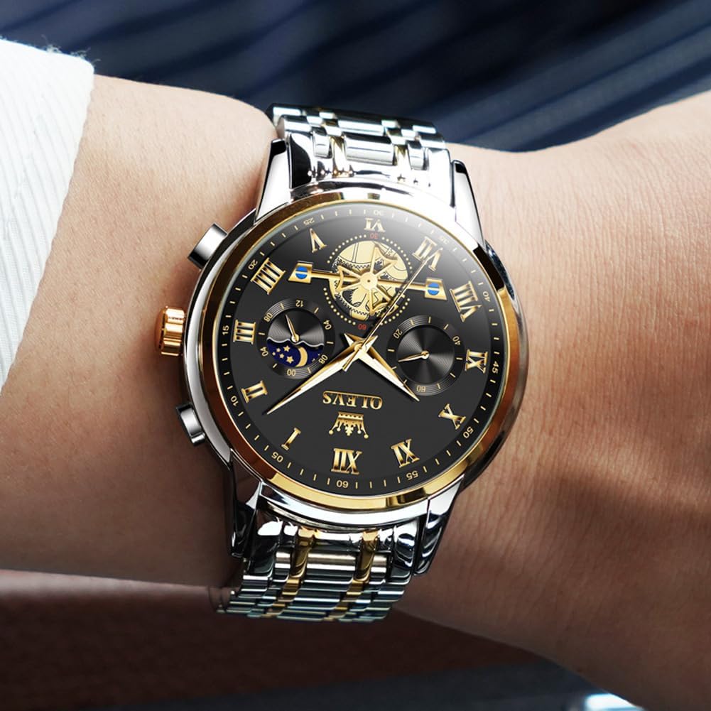 HOTOLEVS Watches Men Waterproof Luxury Big Face Mens Watch Stainless Steel Quartz Analog Dress Watches for Men Luminous Multifunction Man Watch Relojes De Hombre