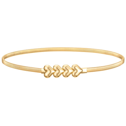 HOTVONMELLI Skinny Metal Cinch Belt for Dress Stretch Thin Waist Belt for Women Gold/Silver