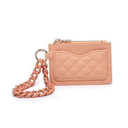 HOTJEN & CO. Rhodes RFID Blocking Wristlet Wallet for Women, Quilted Small Zip Card Holder with Acrylic Strap (Dark Khaki)