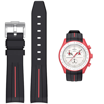 HOTBands for Moonswatch Watch,Curved No Gap Rubber Strap Compatible with Omega X Swatch Moonswatch Speedmaster/Rolex/SEIKO 20mm Watch,Swatch Omega Moonswatch Speedmaster Watch Replacement Band Men Women